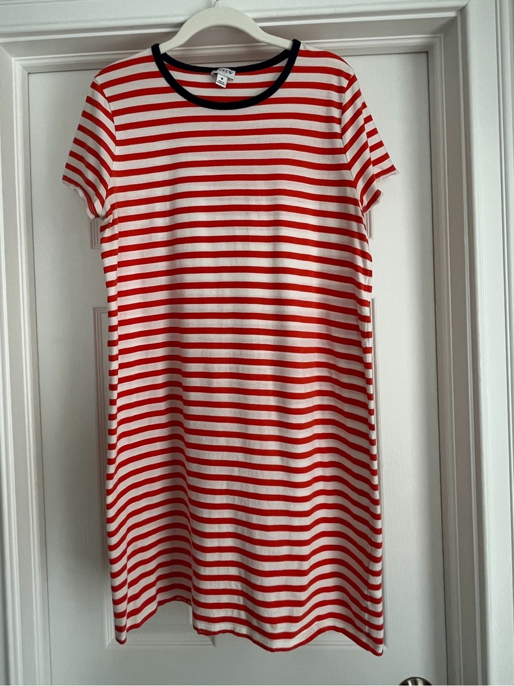 J. Crew Red and White Striped Tee with Navy Trim